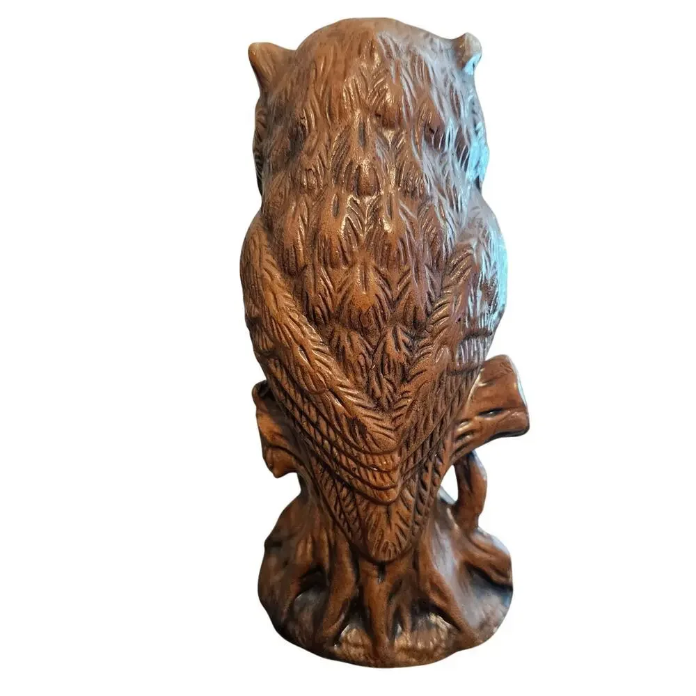 Vintage Owl Wax Candle Brown Rustic Cottage Bird Sculpture Classic MCM 80s Retro